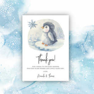 Cartão De Agradecimento Chá de bebê do pinguim fofo do Ártico obrigado