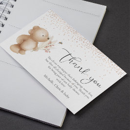 Cartão De Agradecimento Chá de Bebê do Urso & Abelha