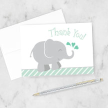 Chá de Bebê Elefante Cinza Moderno Menta