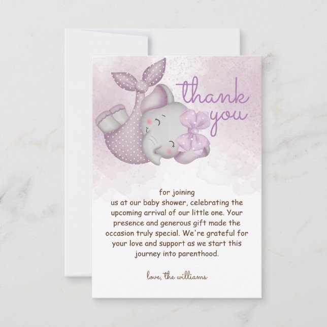 Cartão De Agradecimento Chá de bebê elefante Safari (Frente)