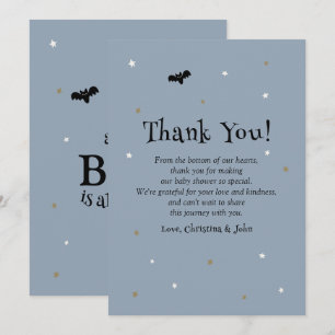 Cartão De Agradecimento Chá de Bebê Fantasma Little Boo Blue no Halloween