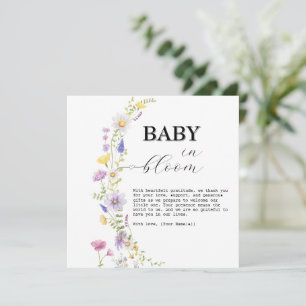 Cartão De Agradecimento Chá de Bebê Flor de Bebê Floral Selvagem