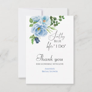 Cartão De Agradecimento Chá de Bebê Floral Azul Elegante