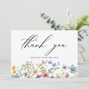 Cartão De Agradecimento Chá de Bebê Floral de Flores Silvestres Coloridas 