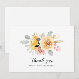 Cartão De Agradecimento Chá de Bebê Floral em Aquarela