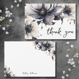 Cartão De Agradecimento Chá de Bebê Floral em Aquarela Moderno e Elegante