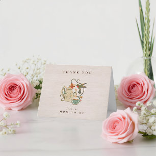 Cartão De Agradecimento Chá de Bebê Floral Faecore em Aquarela
