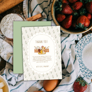 Cartão De Agradecimento Chá de Bebê Floral Frango Cottagecore Vintage