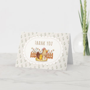 Cartão De Agradecimento Chá de Bebê Floral Frango Sage Cottagecore
