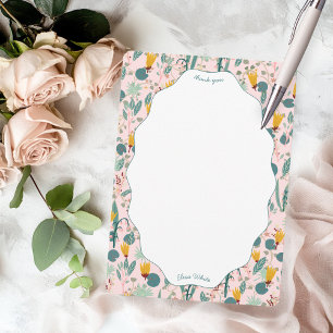 Cartão De Agradecimento Chá de Bebê Floral Jardim de Água Fofo PERSONALIZA