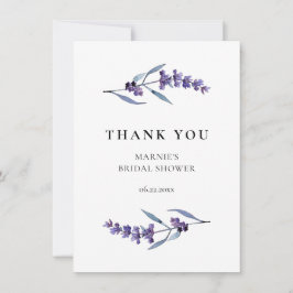 Cartão De Agradecimento Chá de Bebê Floral Lavanda Elegante