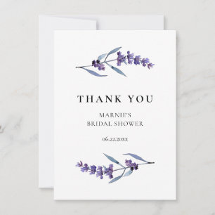 Cartão De Agradecimento Chá de Bebê Floral Lavanda Elegante