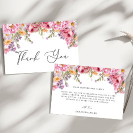 Cartão De Agradecimento Chá de Bebê Floral Peônias Rosa Moderno