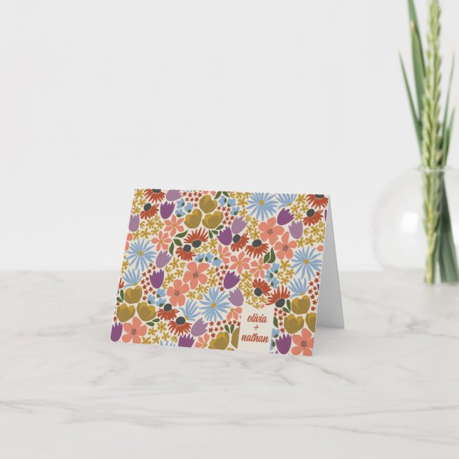 Cartão De Agradecimento Chá de Bebê Floral Personalizado  (Frente)