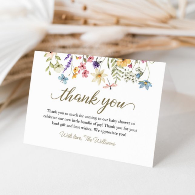 Cartão De Agradecimento Chá de Bebê Flores Silvestres em Flor (Baby In Bloom Thank You Cards)