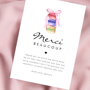 Cartão De Agradecimento Chá de Bebê Francês Macaron Merci Beaucoup