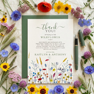 Cartão De Agradecimento Chá de Bebê Jardim de Flores Silvestres Baby in Bl