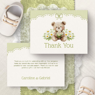 Cartão De Agradecimento Chá de Bebê Little Daisy Bear Obrigada