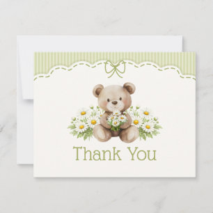 Cartão De Agradecimento Chá de Bebê Little Daisy Bear Obrigada