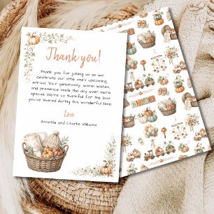Cartão De Agradecimento Chá de Bebê Little Pumpkin Aquarela