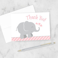 Chá de Bebê Menina Elefante Cinza Rosa Moderno