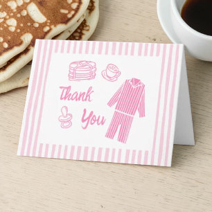 Cartão De Agradecimento Chá de Bebê Menina Panquecas Café da Manhã
