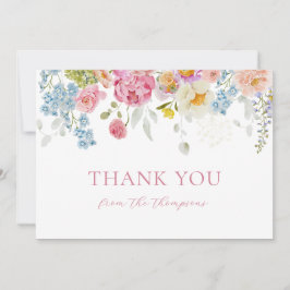 Cartão De Agradecimento Chá de Bebê Menino Flores Silvestres Aquarela