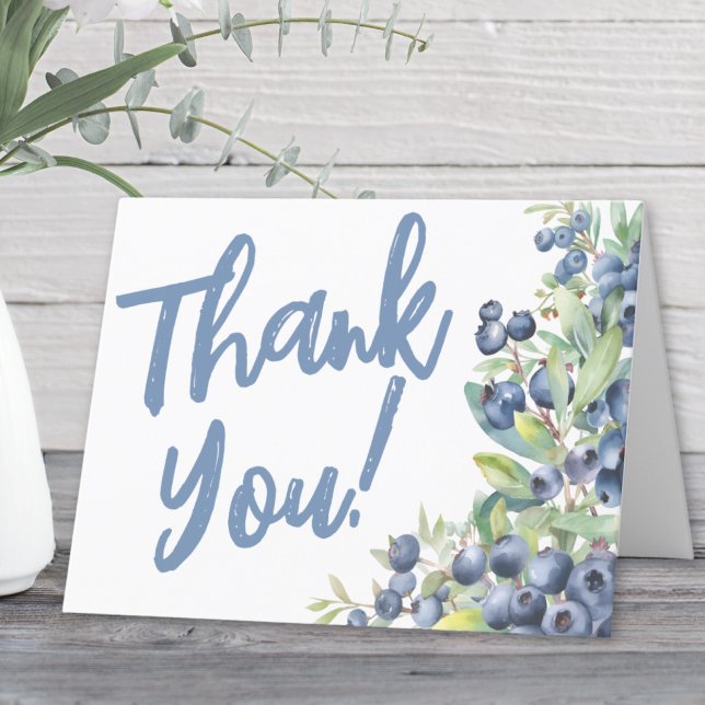 Cartão De Agradecimento Chá de Bebê Mirtilo Doce Morango (Berry Sweet Blueberry Baby Shower Thank You Card)