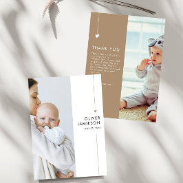 Cartão De Agradecimento Chá de Bebê Moderno Boho 2 Fotos