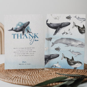 Cartão De Agradecimento Chá de Bebê Moderno Rústico Oceano Vertical