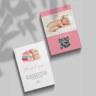 Cartão De Agradecimento Chá de Bebê Obrigada Novo Capítulo Começa Foto QR
