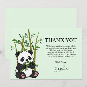 Cartão De Agradecimento Chá de Bebê Panda Fofo Bambu Menta