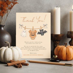 Cartão De Agradecimento Chá de Bebê Personalizado Little Boo Halloween