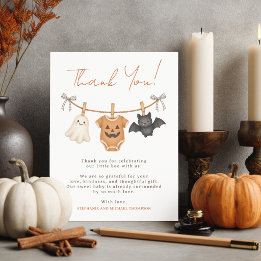 Cartão De Agradecimento Chá de Bebê Personalizado Little Boo Halloween