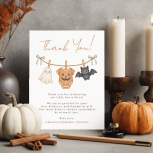 Cartão De Agradecimento Chá de Bebê Personalizado Little Boo Halloween