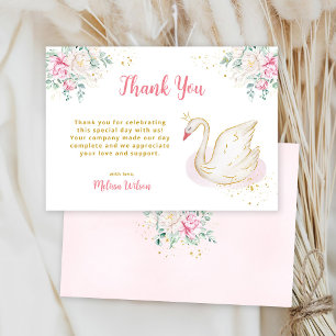 Cartão De Agradecimento Chá de Bebê Princesa Cisne