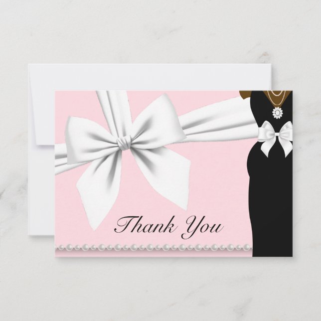 Cartão De Agradecimento Chá de Bebê Princesa Étnica Rosa Feminina Obrigado (Frente)