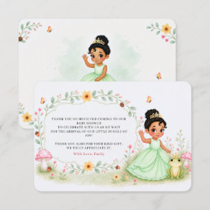 Cartão De Agradecimento Chá de Bebê Princesa Sapo com Aquarela Floral