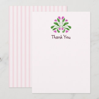 Cartão De Agradecimento Chá de Bebê Rosa Arte Floral Art Nouveau Fofa