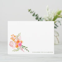 Chá de Bebê Rosa Laranja Floral Aquarela Fofo