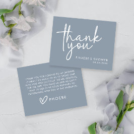 Cartão De Agradecimento Chá de Bebê Rosa Minimalista em Tom de Azul Po dus