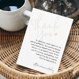 Cartão De Agradecimento Chá de Bebê Rosa Roteiro Moderno