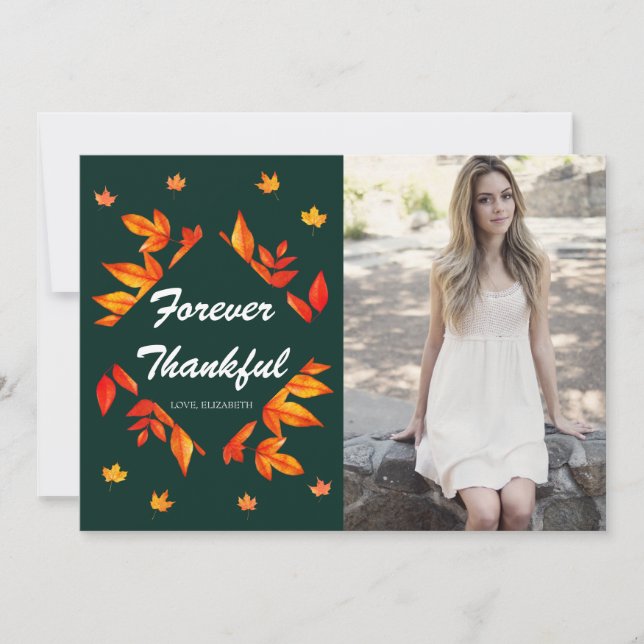 Cartão De Agradecimento Chá de Bebê Rústico Moderno de Folhas de Outono (Frente)