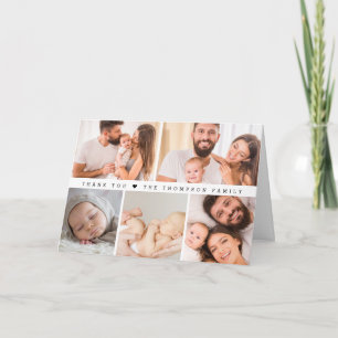 Cartão De Agradecimento Chá de Bebê Simples Colagem de Fotos Personalizada