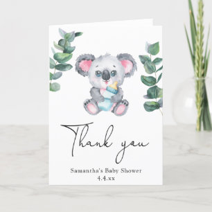 Cartão De Agradecimento Chá de bebê urso de koala obrigado