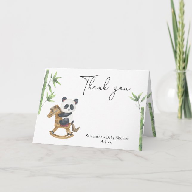Cartão De Agradecimento Chá de bebê urso panda obrigado (Frente)