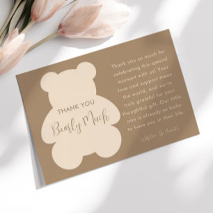 Cartão De Agradecimento Chá de Bebê Urso Teddy Bege Barely Wait
