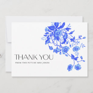 Cartão De Agradecimento Chá de Bebê Vintage Francês Toile Azul Floral
