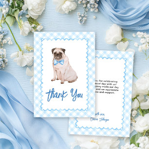 Cartão De Agradecimento Chá de Bebê Xadrez Azul Cachorro