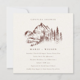 Cartão De Agradecimento Chá de Casais de esboço Rust Pine Mountain
